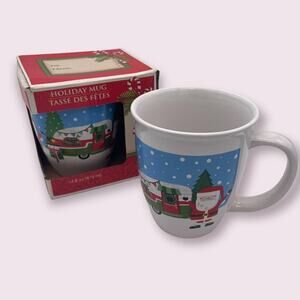 Santa with RV Camper Christmas Mugs Set of 2